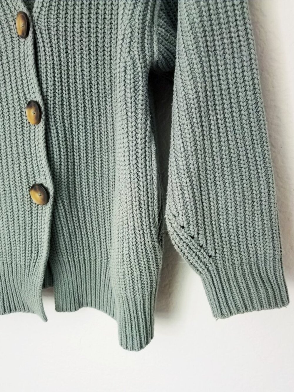 Free People Swim Too Deep Oversized Cardi Longline Cardigan M Seafoam Green $158 - Picture 15 of 16